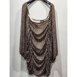 NWT Boohoo Ruched Leopard Chiffon Mini Dress, 24
